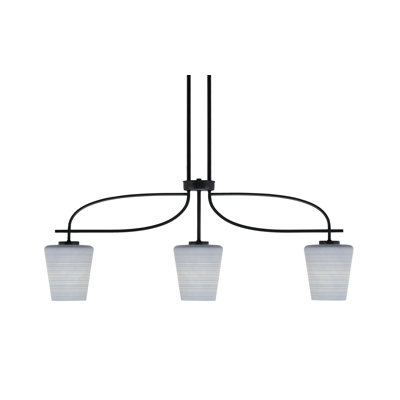 Cavella 3 Light Island Light Shown In Matte Black Finish With 6" Matrix Glass