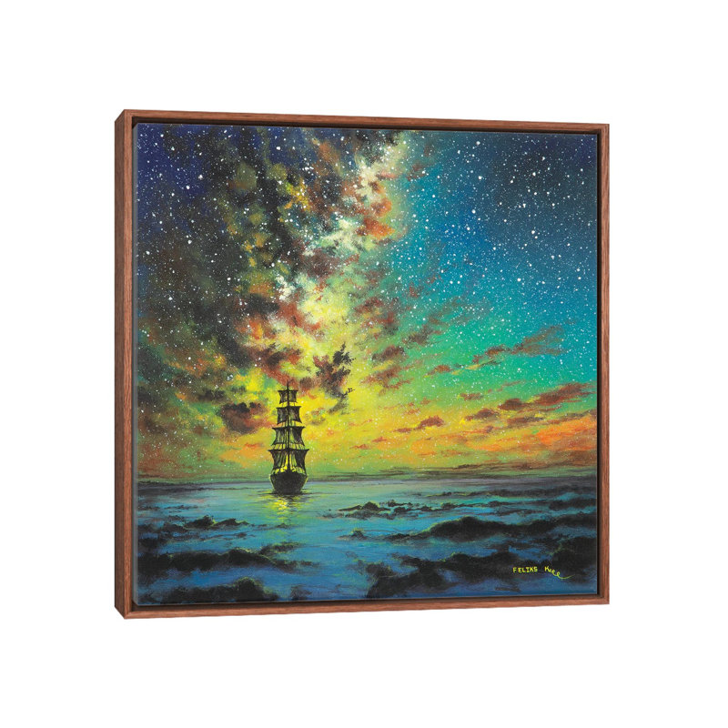 «Smooth Sailing» par reproduction d'art, H 26 po x l 26 po x P 1,5 po, Toile avec cadre en bois classique
