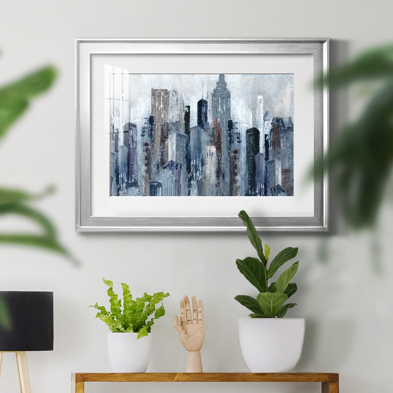 City Mood - Peinture encadrée, Argent, H 26,5 po x l 36,5 po x P 1,5 po
