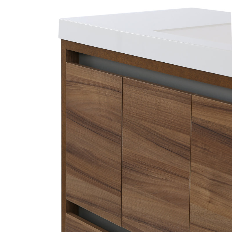 48.5" Single Bathroom Vanity With Cultured Marble Top, Caramel Mist
