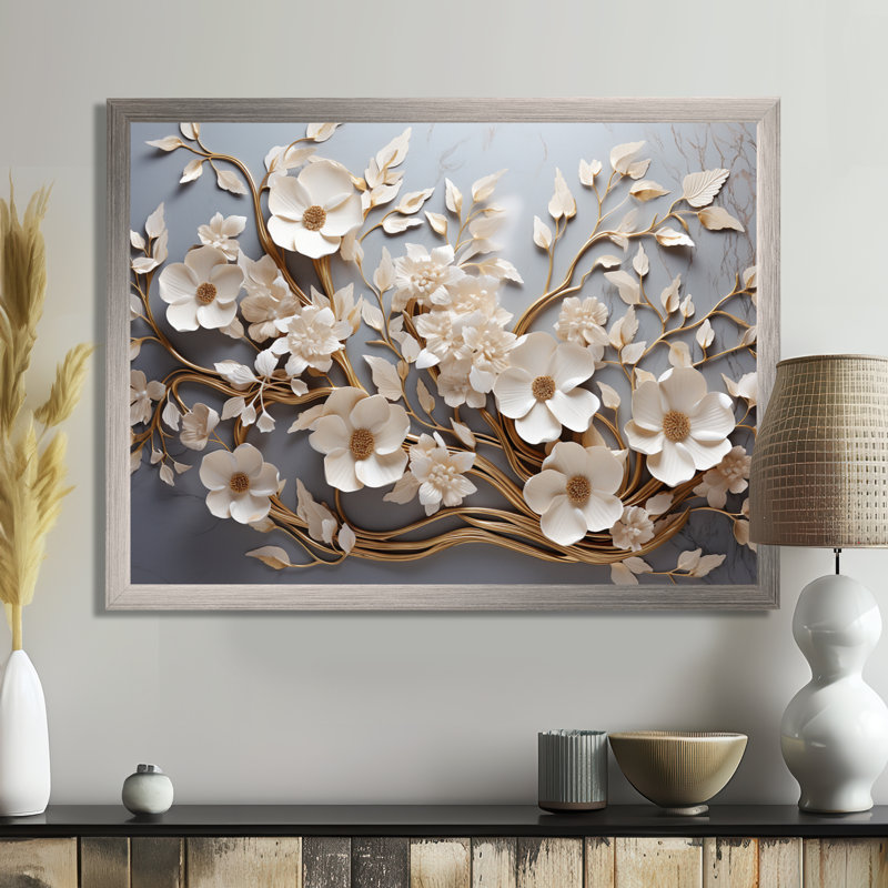 «White Orchid Tree Garden of Branches 7», reproduction d'art sur toile florale abstraite - reproduction d'orchidée sur toile