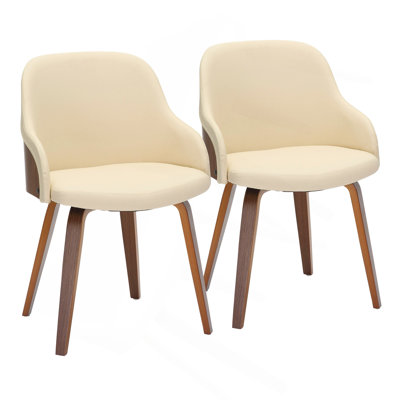 Chaise de salle à manger / d'appoint en bois de noyer et tissu crème