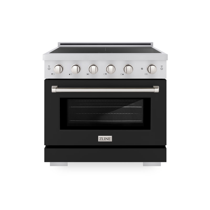 ZLINE 36 in. Paramount Induction Range with 5 Element Cooktop & Electric Oven w/ Black Matte Door, Black Matte