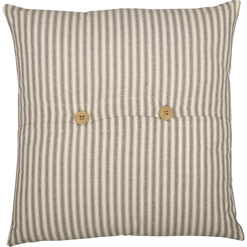 Grace 18" Beige and White Cotton Striped Throw Pillow