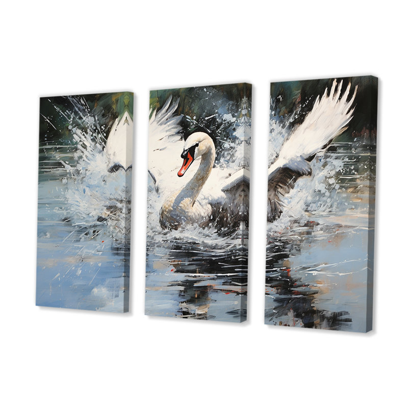 Ensemble de salon Saw Elegance In Motion I - Swans Animal Wall Art, H 40 po x l 60 po