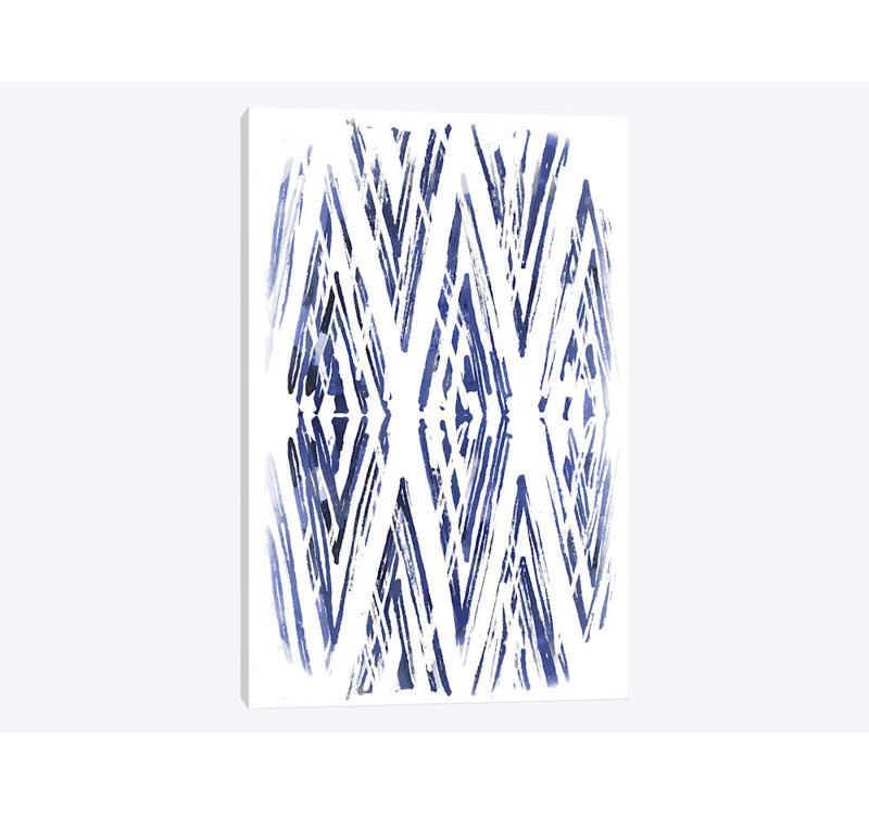 «Indigo Batik Vignette VI» par June Erica Vess - reproduction d'art sur toile tendue, H 40 po x l 26 po x P 1,5 po