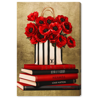 Fancy Bag and Books Canvas Fashion Illustration by