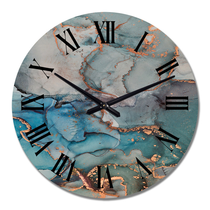 Horloge murale moderne Blue Gold, Surdimensionné
