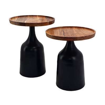 Chrystian Solid Wood Top End Table Set
