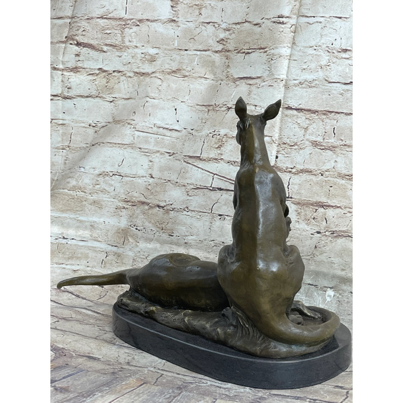 Kangourou Wallaby, Australie, mère Joey, statue de marbre en bronze, art australien