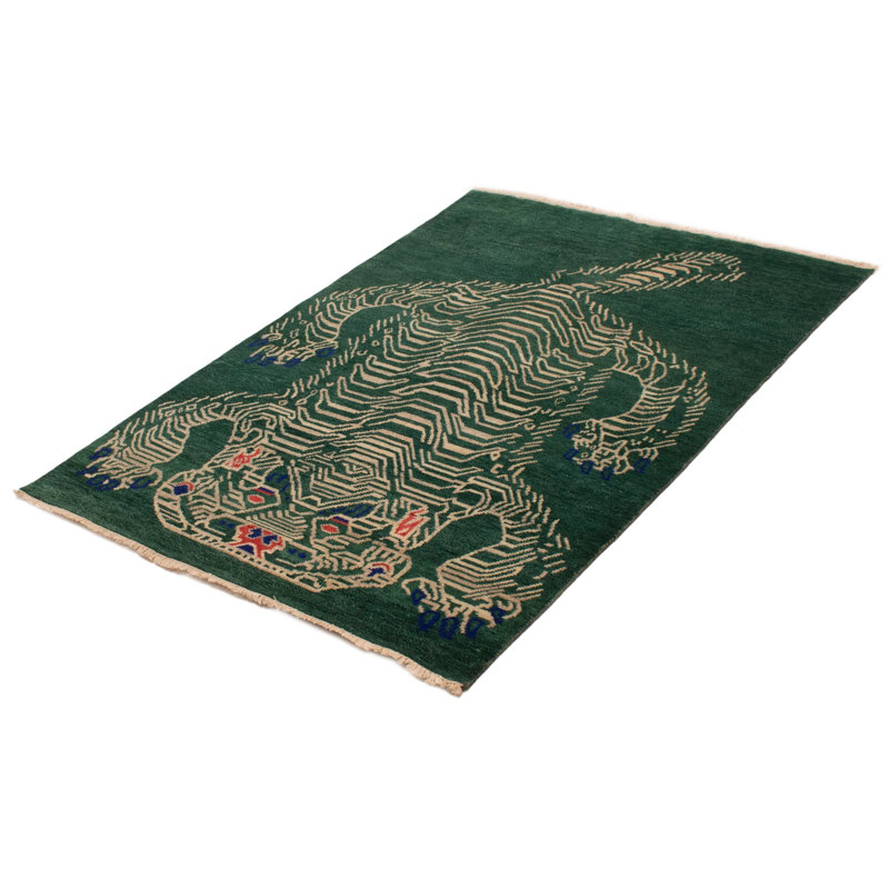 Tapis vert foncé Jules Serapi 4 pi 11 po x 6 pi 10 po
