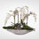 Real Touch White Phalaenopsis  Orchids in a Stone Boat Pot
