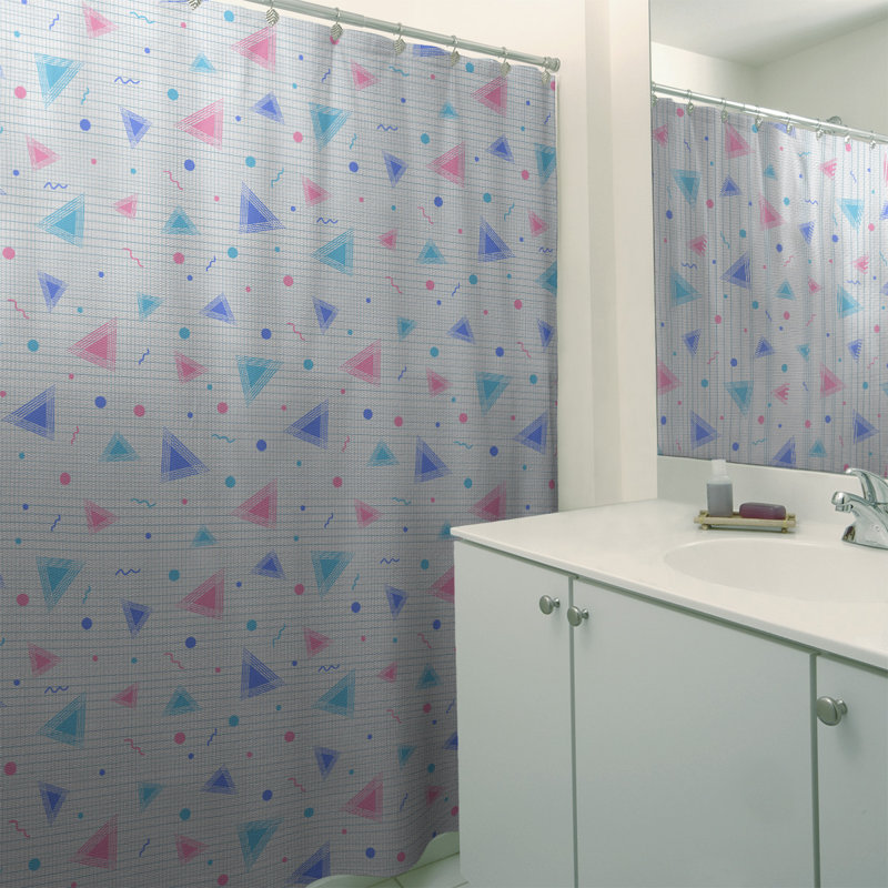 Rideau de douche simple 90 'Retro, Bleu / Rose