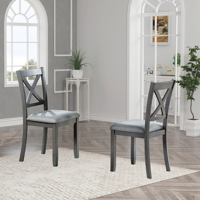 Ensemble de chaises de salle à manger pour 4, chaise de cuisine avec siège rembourré, chaise d'appoint, Gris