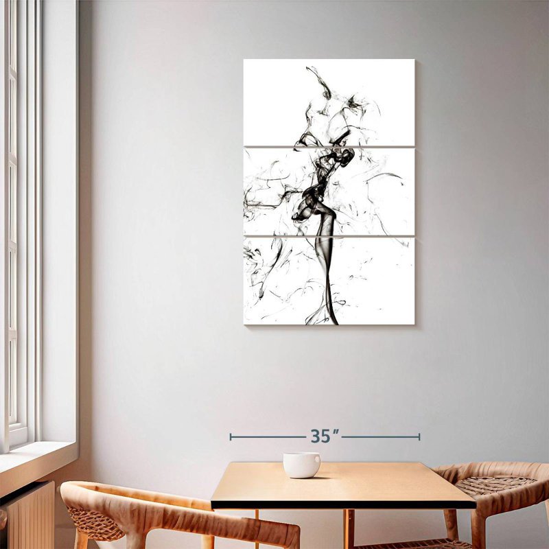 Senne Abstract Black Smoke - The Dancer, 57" H x 36" W