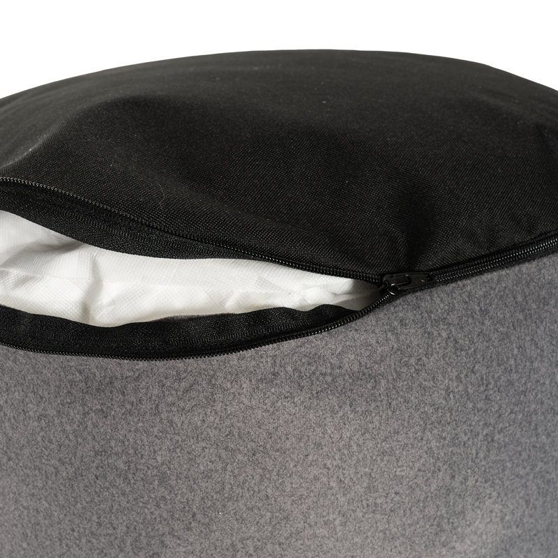 Qiviut Gray Tall Pouf, Gray 