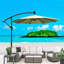 Parasol de terrasse 10 pi avec parasol solaire à DEL 8 lumières avec manivelle et base transversale-488566665