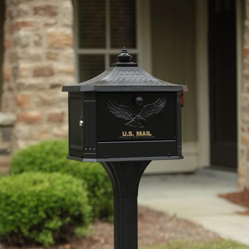 Hamilton Black Cast Aluminum Locking Post Mount Mailbox