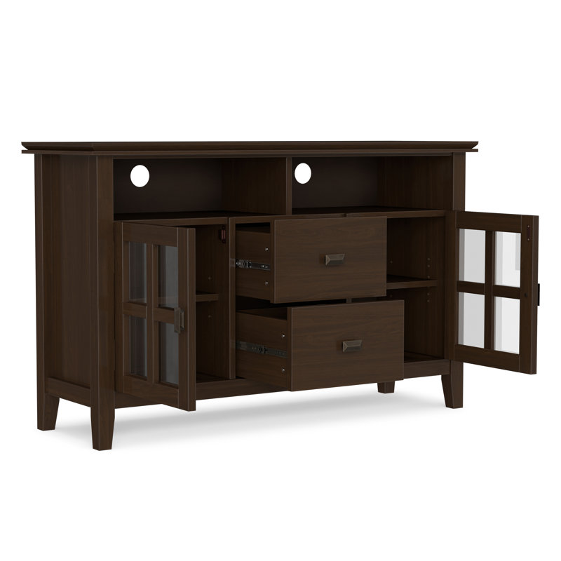 Meuble télé transitionnel en bois massif de 48 po de largeur Artisan, Natural Aged Brown