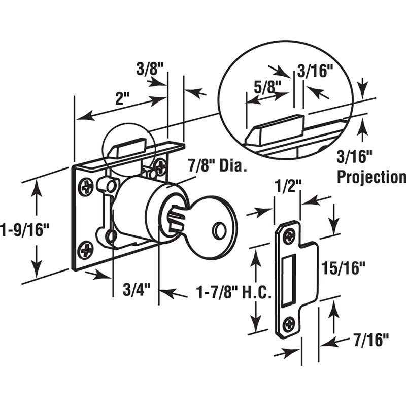 Loquet à ressort en laiton massif, tiroir et porte d'armoire Prime-Line (paquet simple)