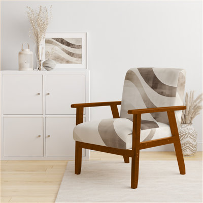 Fauteuil minimaliste abstrait en velours - Fauteuil minimaliste aux lignes géométriques ondulées et neutres