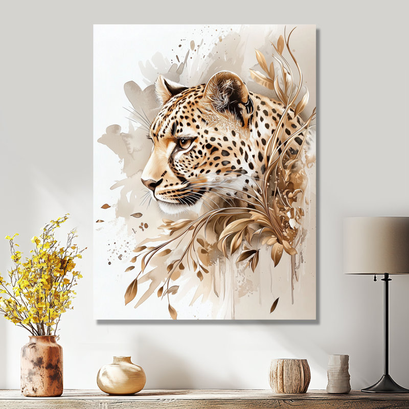 Charmant portrait de léopard - Art mural en métal animal léopard / guépard, impression moderne sur métal, H 20 po x l 12 po