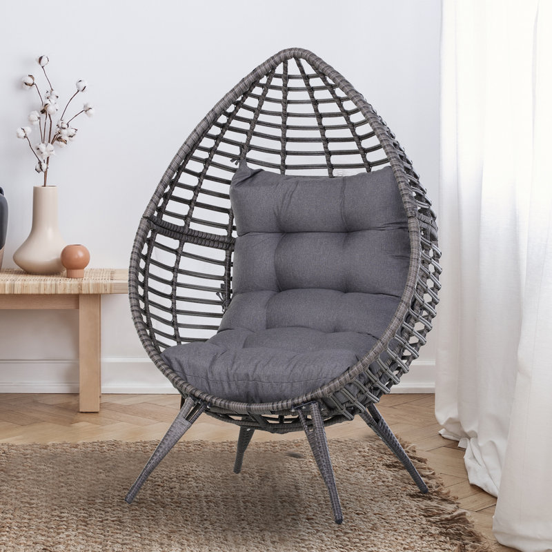 Luxembourg Wicker Outdoor Lounge Chair, Dark Gray, Gray