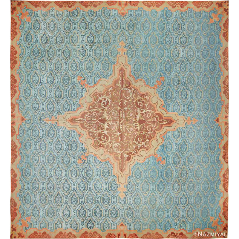 One-of-a-Kind 15'3" X 17' Before 1900 Area Rug in Blue/Brown