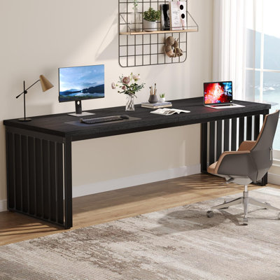 Engineered Wood Writing Conference Table with Metal Frame