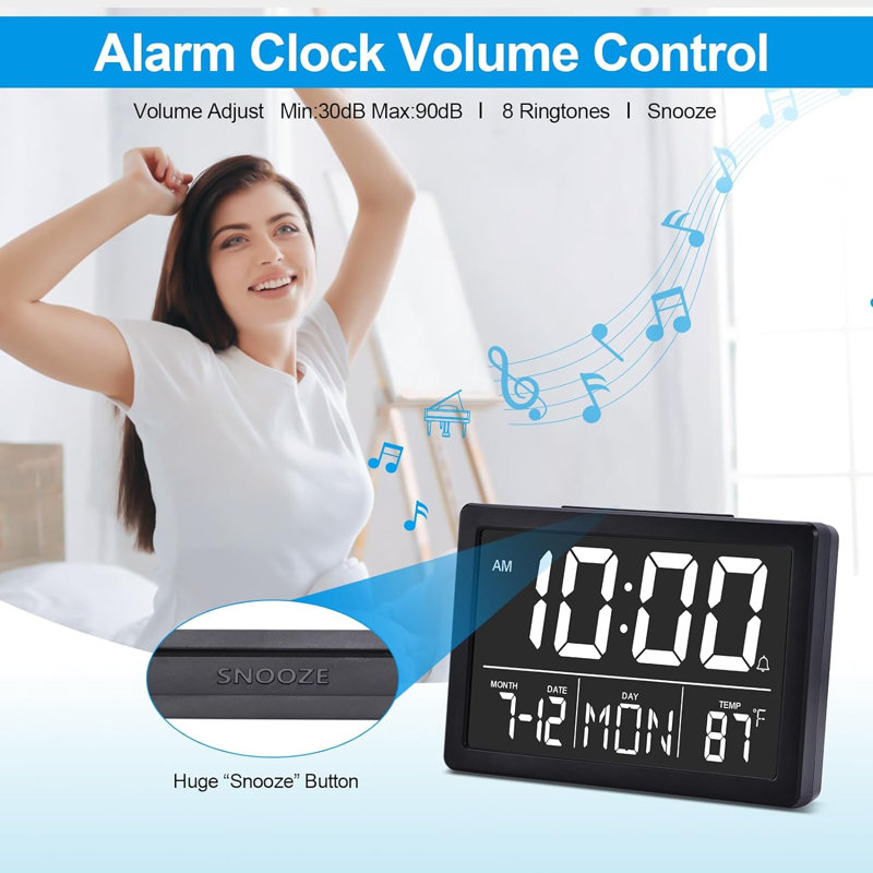 Amigco Digital Electric Tabletop Clock with Alarm Black