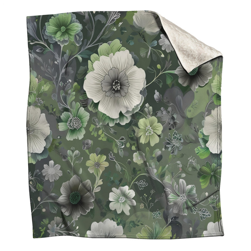 Couvertures vertes à motif floral, 60 po L x 80 po H