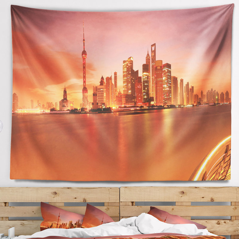 Tapisserie d’horizon cityscape shanghai lujiazui, H 32 po x l 39 po
