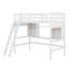 Lit mezzanine simple avec tablettes de rangement, bureau et échelle, lit mezzanine en bois massif pour enfants, adolescents, appartement