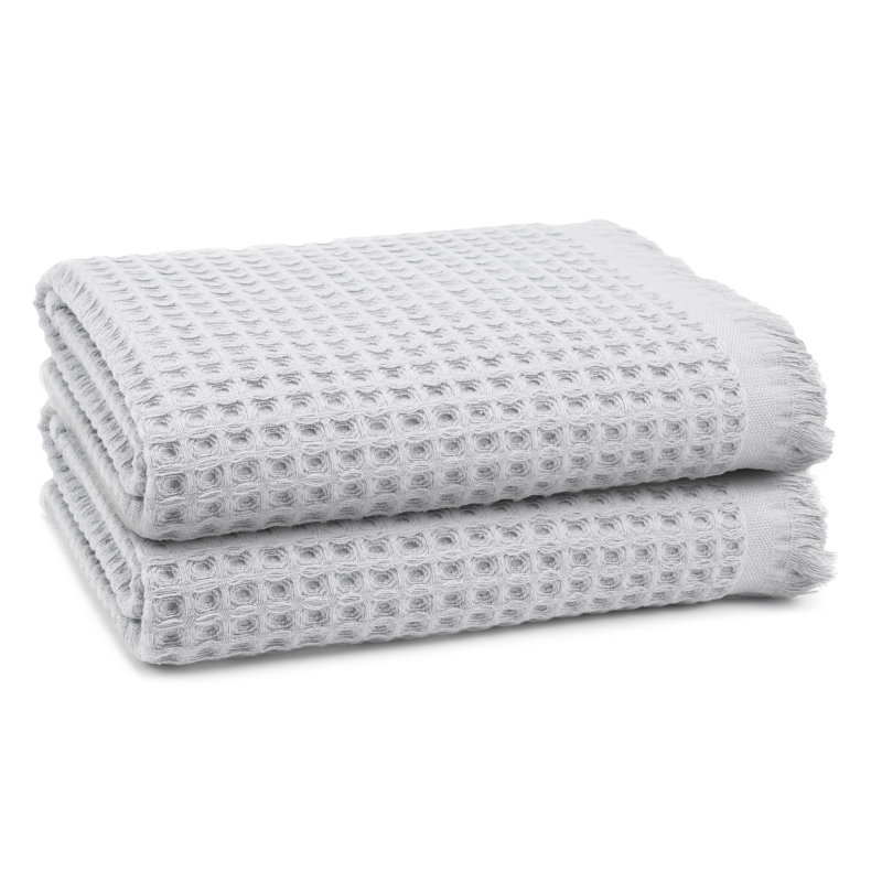 Serviette de bain en coton gaufré Lycia, Gris dauphin