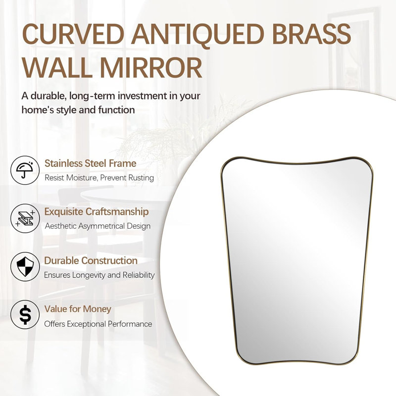 Elaxi Modern Scalloped Bathroom Wall Mirror