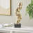 Bralie Polystone Stacked Face Cutout Mask Decorative Gold Sculpture with Black Block Base-1220287628