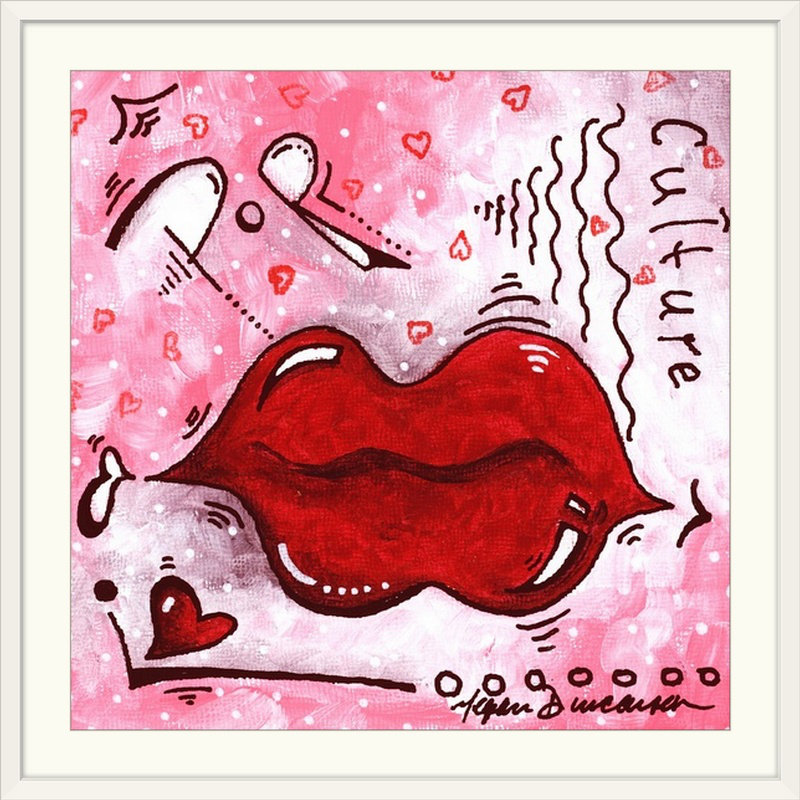 «Kissable» par Ethan, reproduction d'art, Cadre blanc, H 24 po x l 24 po x P 1 po