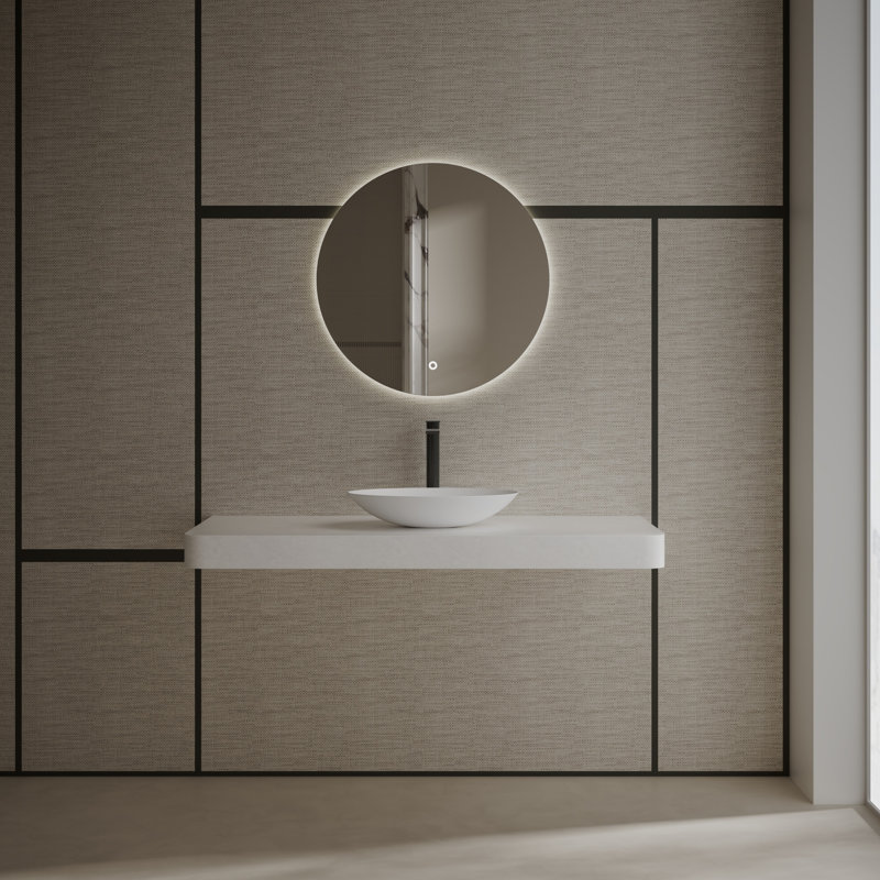 MonBlari 19" X 12" Oval Solid Surface Vessel Sink Matt White, Matte White