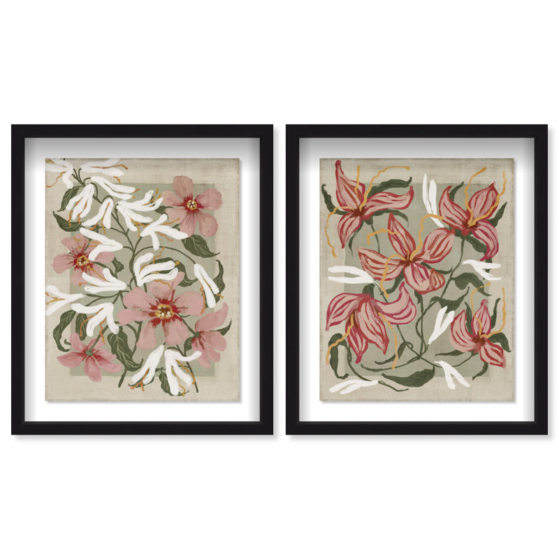 Lilies Flower Set Set by Oliver Gal, 21.5" H x 17.5" W, Black Shadowbox
