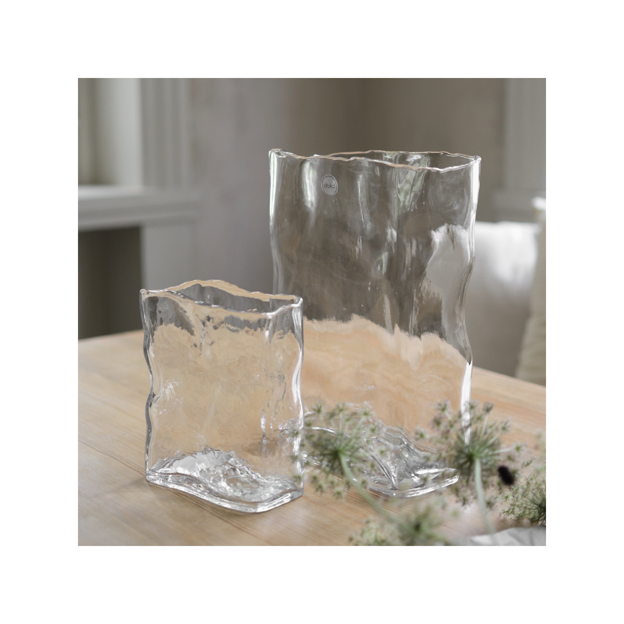 Filia Glass Table Vase, Clear, 11.1" H x 7.87" W x 4.33" D