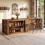 Table de bar en bois massif de 55,1 po avec espace de rangement et de places assises, armoire de bar avec grand plan de travail et lattes latérales