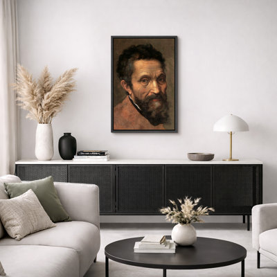 "Michelangelo Buonarroti", portrait de maître de la Renaissance, artiste italien historique, images, impression sur toile encadrée