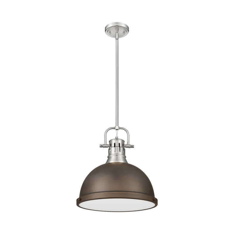 Bryceton 1-Light Pendant with Rod, Rubbed Bronze, Pewter
