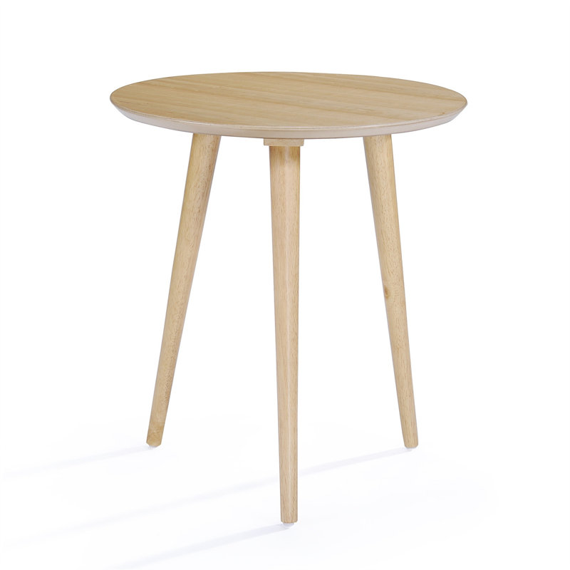 Bryoni Round Mid-Century End Table, Natural
