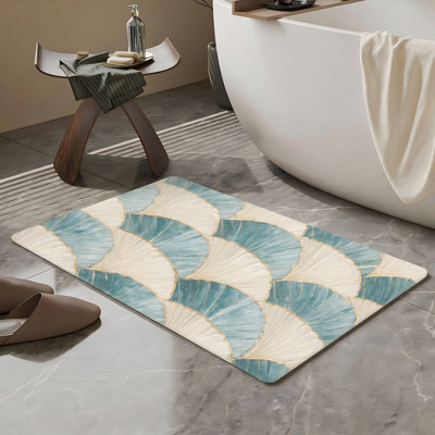 Tapis pour salle de bain Teal Gold Ginkgo Leaf, 20 po x 32 po, pour salle de bain, chambre