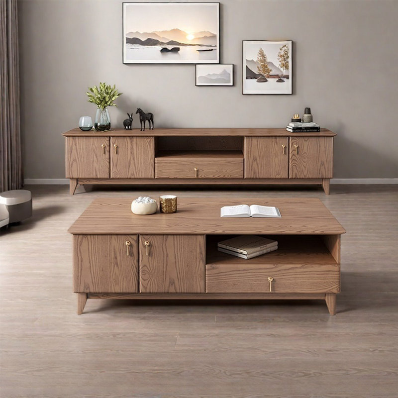 Table basse de style nordique avec meuble télé classique