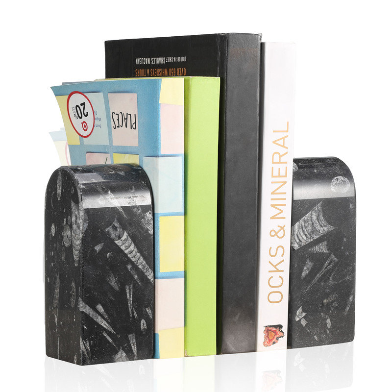 Serre-livres en marbre (ensemble de 2), H 2,3 po x l 2,54 po x P 5,66 po, Noir, noir, noir, noir