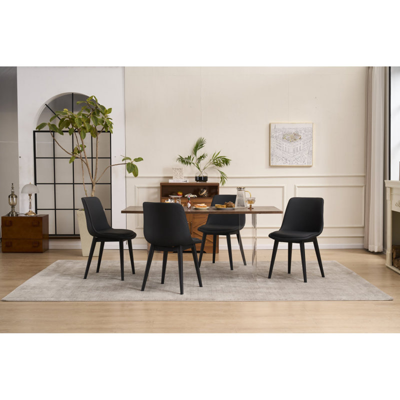 Chaise de salle à manger, ensemble de 4 chaises de salle à manger de cuisine modernes, chaises d'appoint de salle à manger rembourrées en plastique avec pieds en plastique