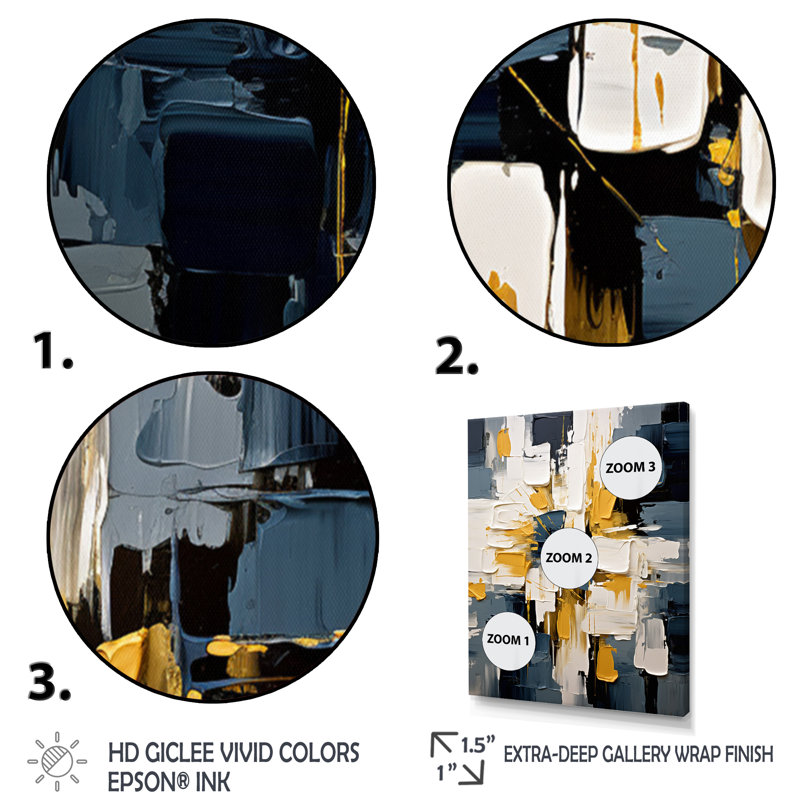 Oui à tout abstrait bleu Nova - peinture abstraite murale, H 20 po x l 12 po x P 1 po, Cadre naturel flottant