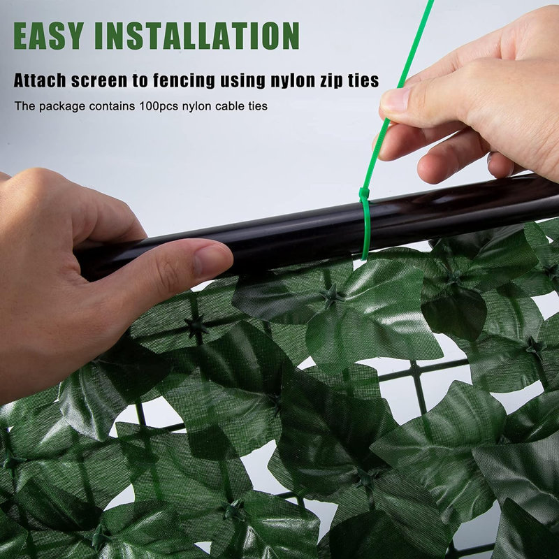 Expandable Green Faux Ivy Privacy Fence Screen